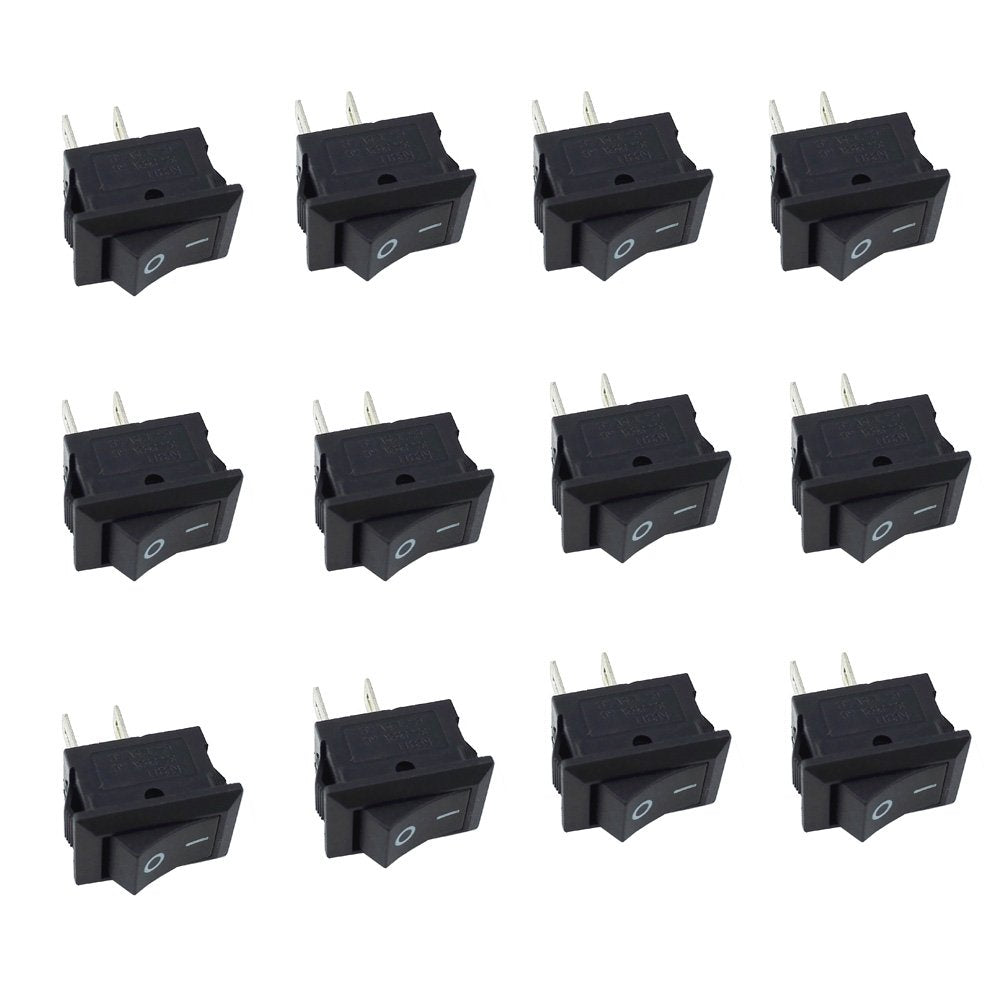 Yueton Pack Of 12 Ac 3A/250V 6A/125V 2 Pin I/O Spst Snap In Mini Boat Rocker Switch