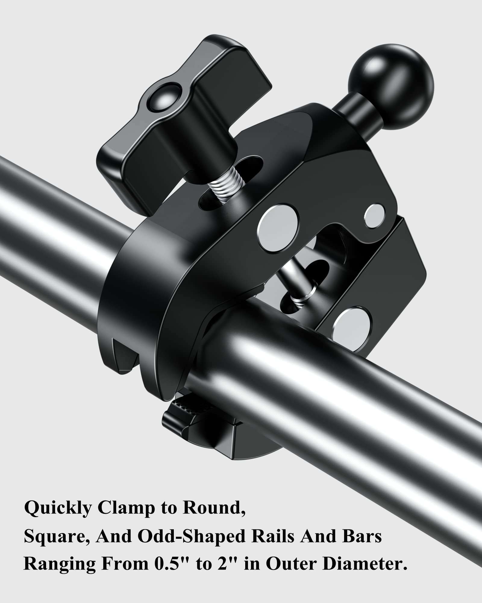 Brcovan Aluminum Alloy Handlebar Clamp Mount Base With 17Mm Tpu Ball For Rails 0.5'' To 2'' In Diameter, Compatible With Garmin