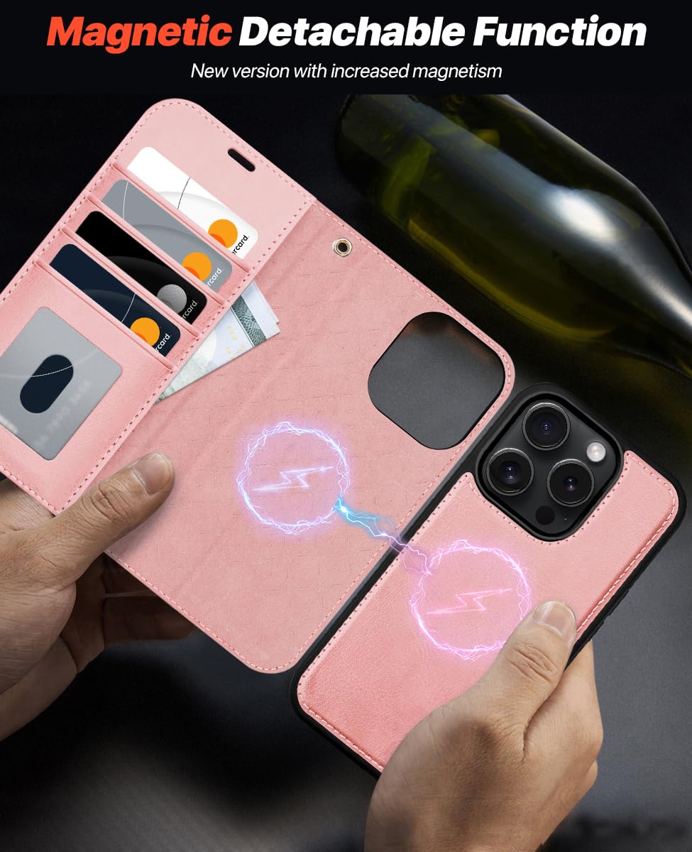 Ocase For Iphone 16 Pro Max Case Detachable Wallet Case With Card Holder, [2 In 1] Pu Leather Flip Folio Case With Rfid Blocking