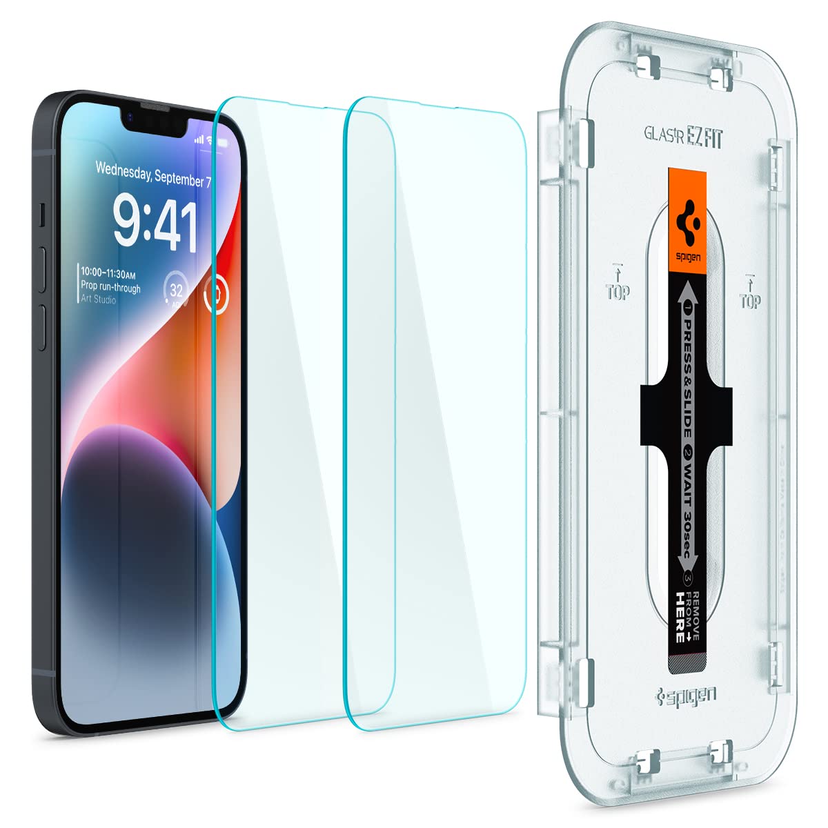Spigen Tempered Glass Screen Protector [Glastr Ez Fit] Designed For Iphone 14 / Iphone 13 Pro/Iphone 13 [Sensor Protection / 2 P