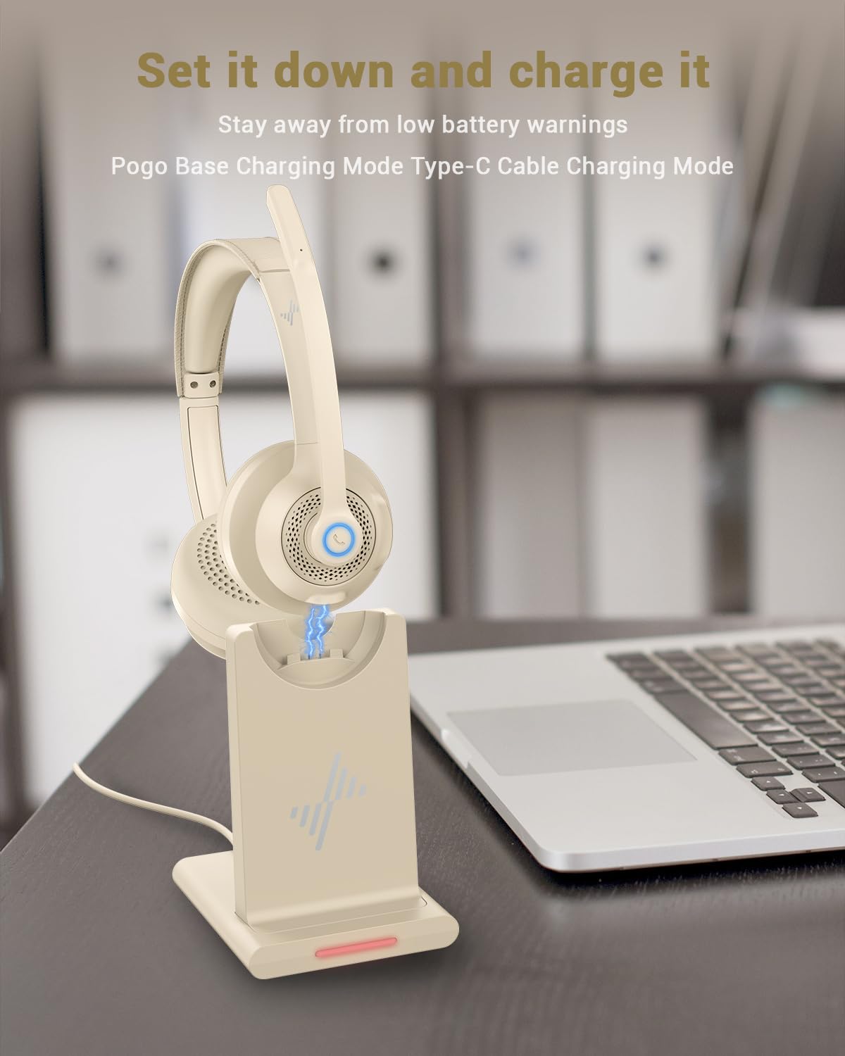 Wireless Headset With Ai Noise Cancelling Microphone Bluetooth Headset   Bluetooth V5.2 Headphones With Usb Dongle, Charging Bas