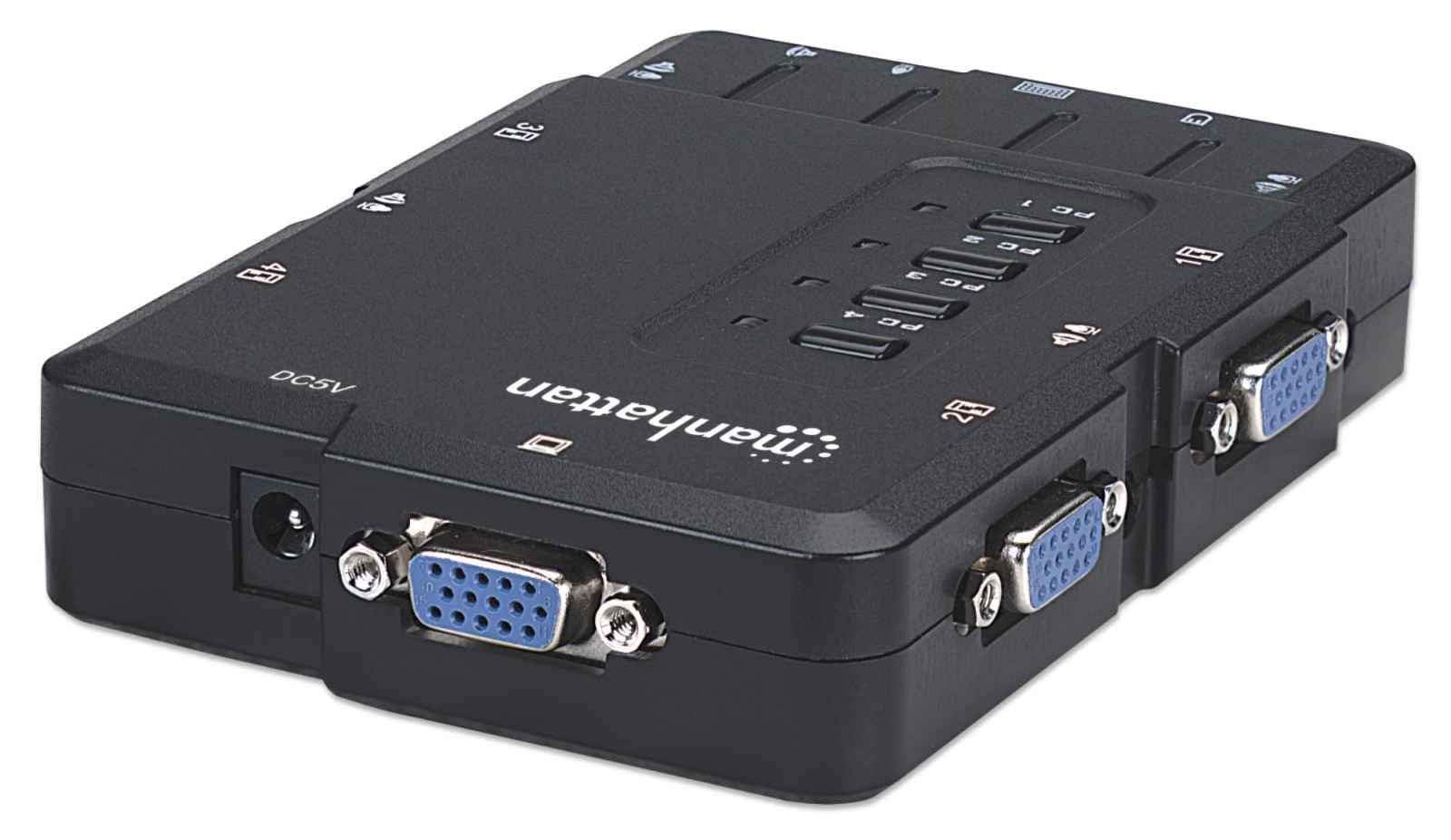 Manhattan 4 Port Kvm Switch     Audio & Microphone Functionality With Usb Support     For Managing Multimedia Systems On Compute