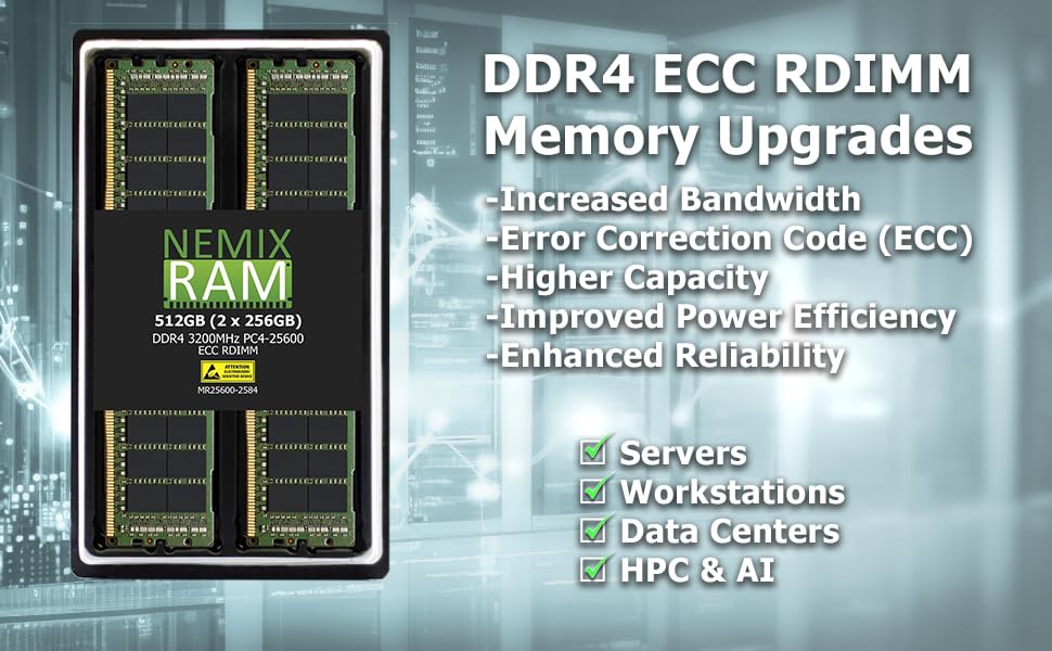 NEMIX RAM 32GB (2X16GB) DDR4 2666MHZ PC4-21300 ECC RDIMM Registered Server Memory Kit