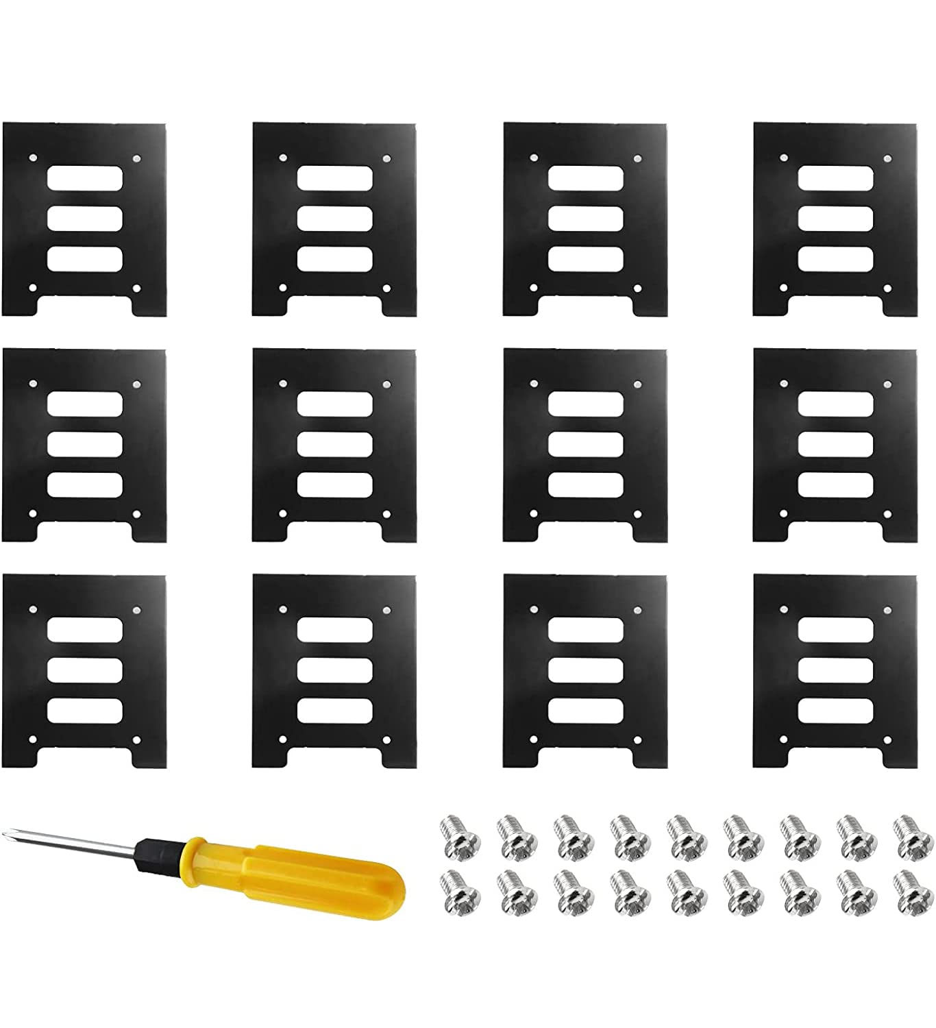 Suiwotin 12Pcs Ssd Bracket 2.5 To 3.5 Adapter, Ssd Hdd Hard Disk Drive Bays Holder, Ssd Mounting Bracket Kit Metal Mounting Brac