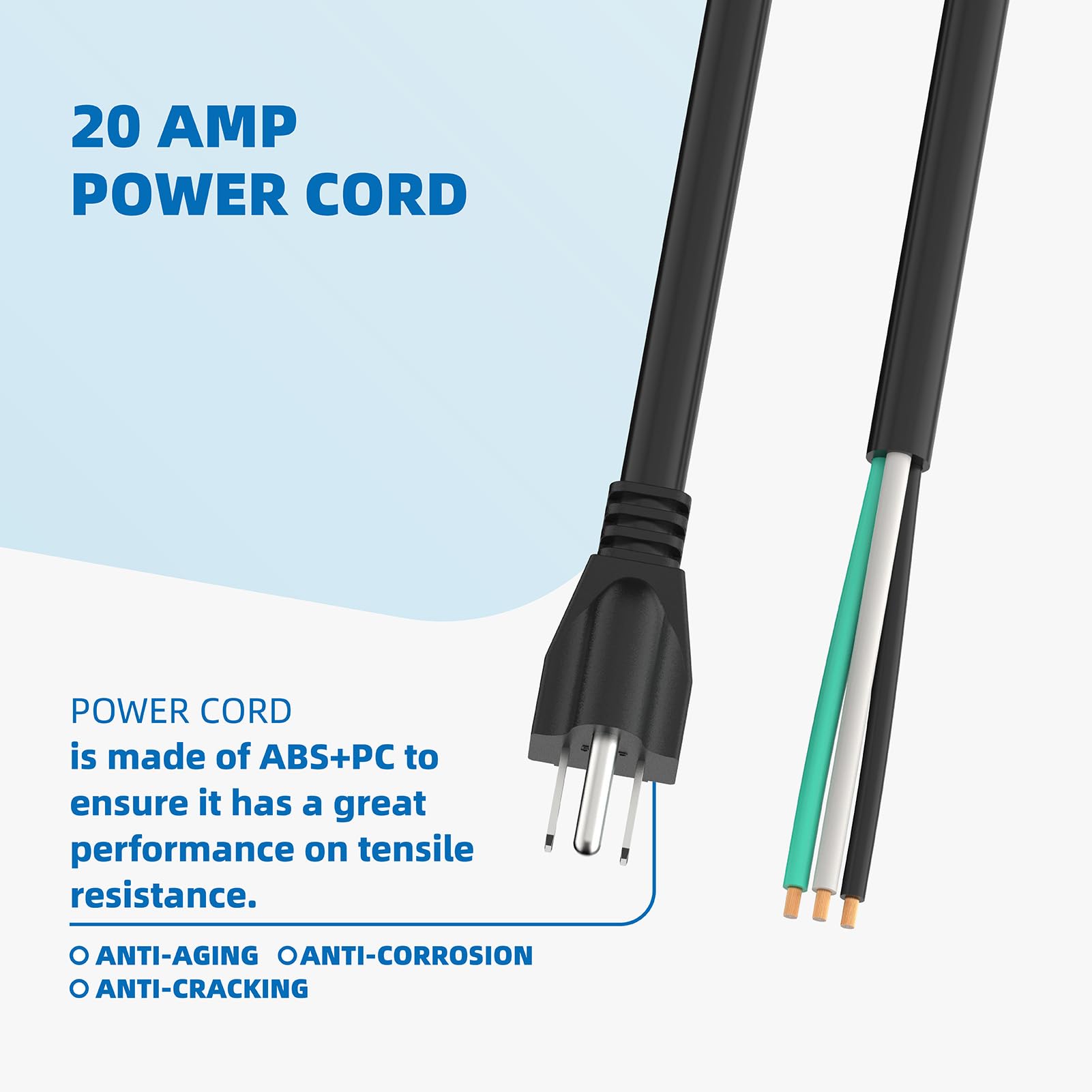 6Ft 12 Gauge 3 Prong Replacement Power Supply Cable Cord   Heavy Duty Power Cord For Power Tools, Grinder And Dishwashers, Male