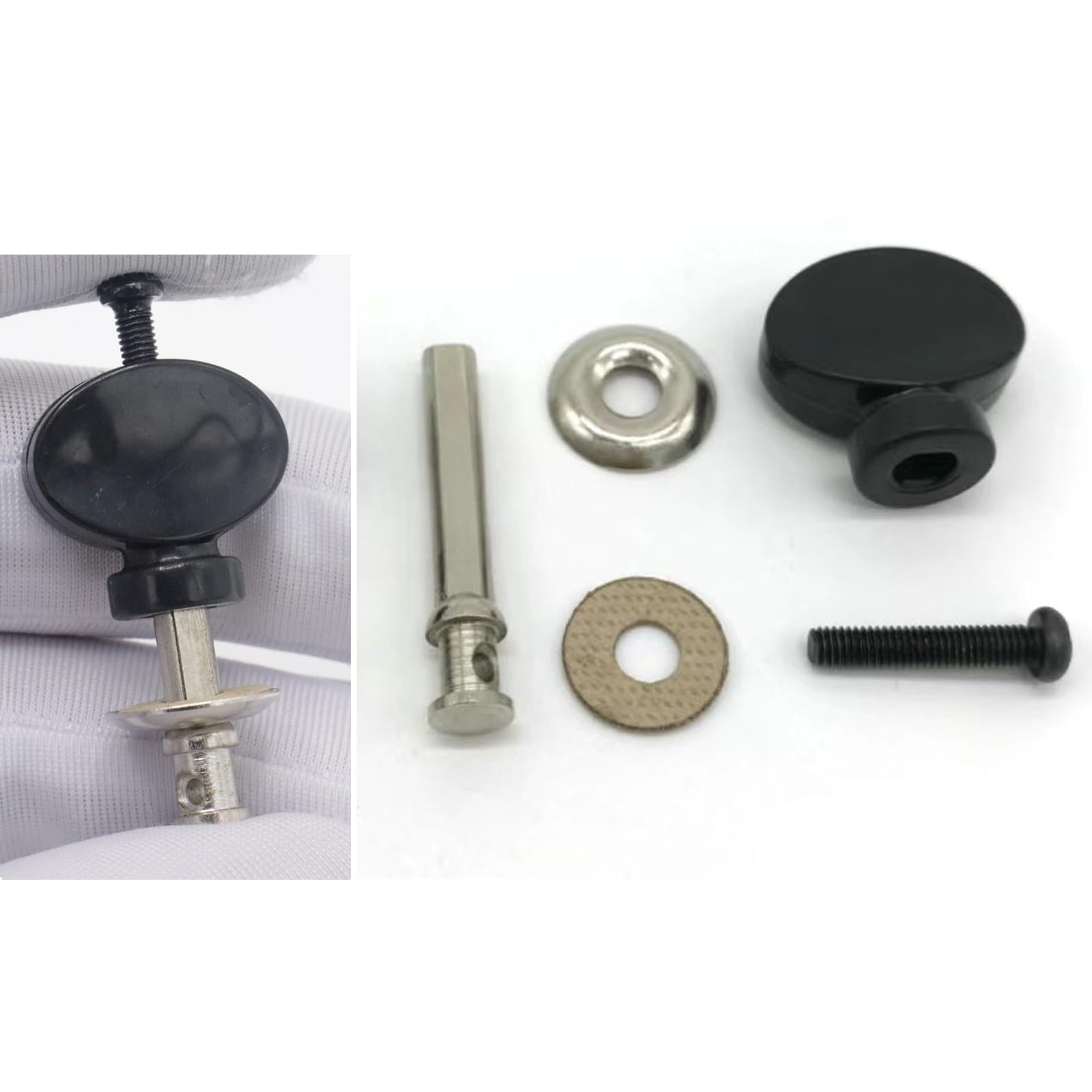 Cashbeat 4Pcs Black Ukulele Tuning Pegs, Metal Pin Machine Heads Tuners With Plastic Buttons For Precise Tuning, Replacement Par