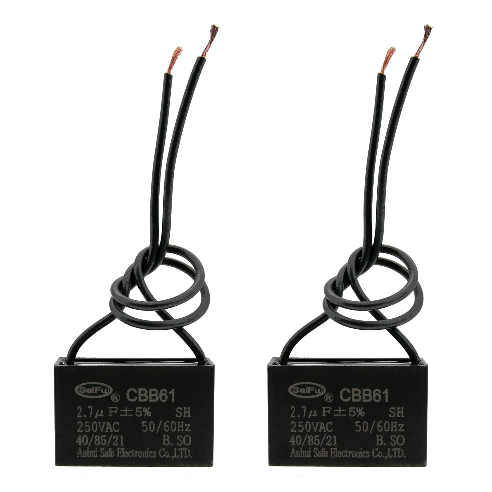 Akzytue Cbb61 Capacitor 2.7Uf 250V Ac Ceiling Fan 2 Wire 50/60Hz For Starting Electric Fan Generator Pump Motor (2 Pack )