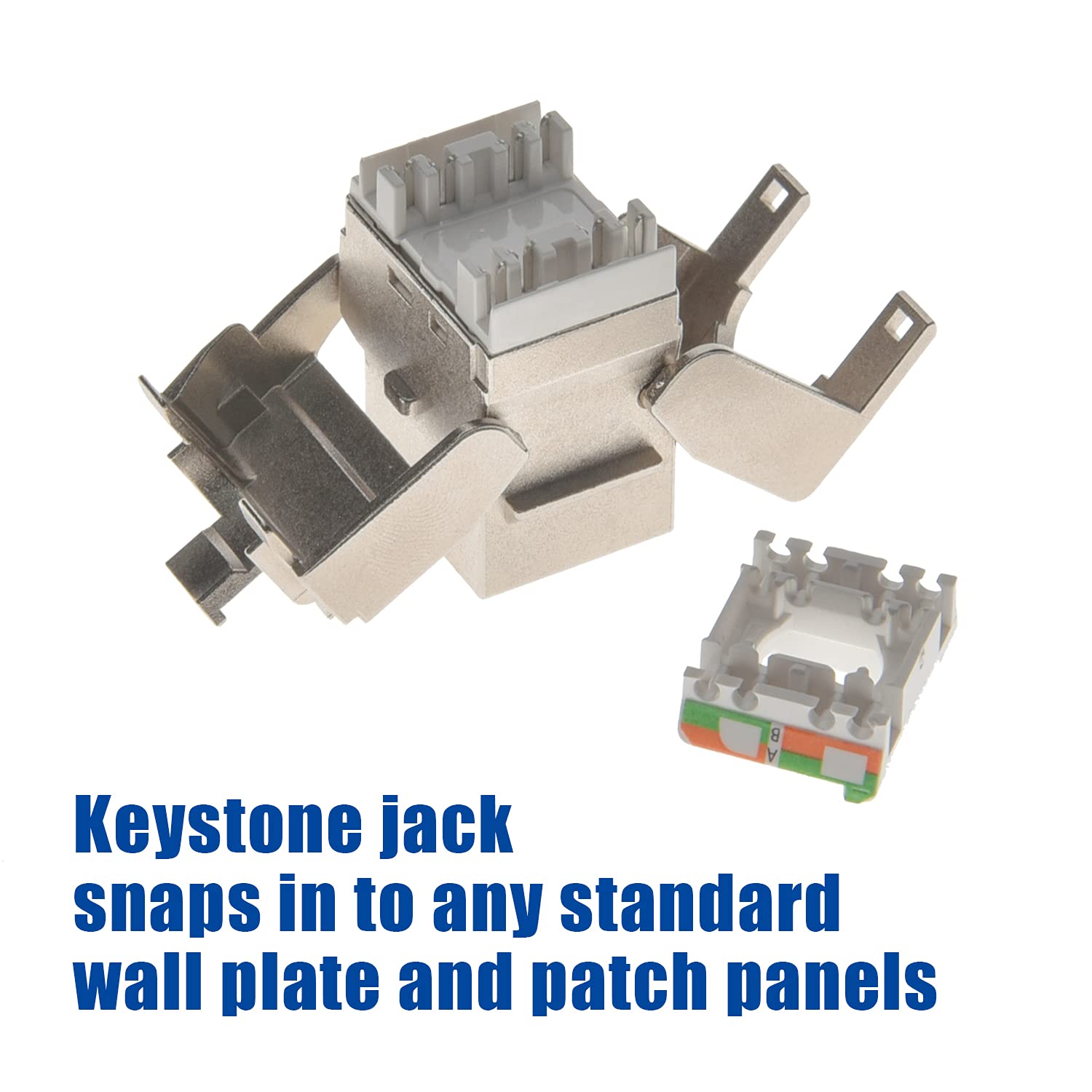 Beszin Cat.8 Rj45 Tool Less Shielded Keystone Jack, Ethernet Cable Jack, 22Awg 24Awg, 40Gbps, 2000Mhz, 2Ghz, Easy Termination, Tool Free (12 Pack)