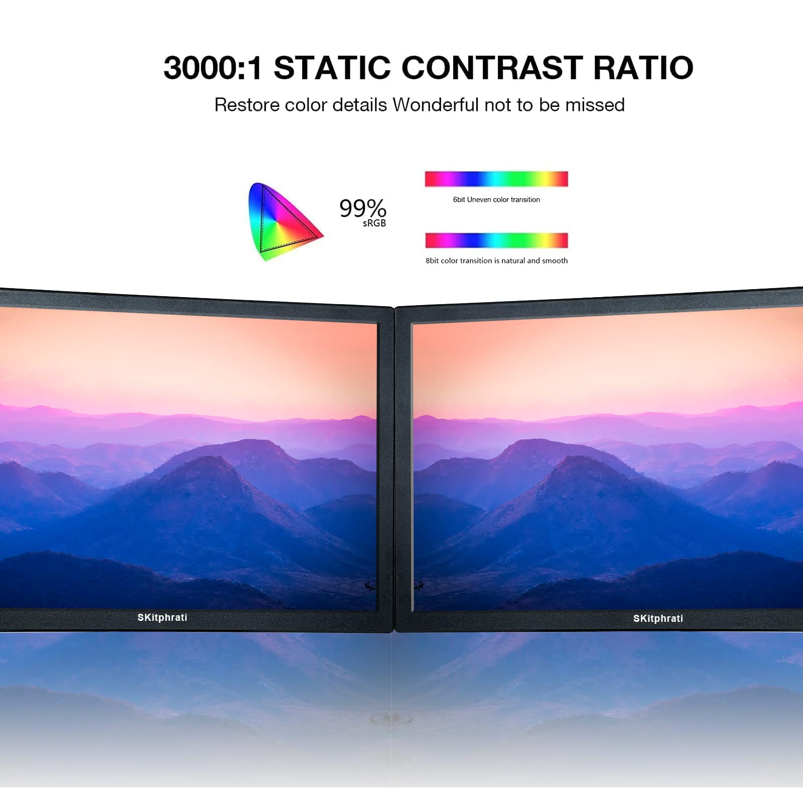 Skitphrati 15.6 Inch Small Pc Monitor, Fhd Va 1080P Desktop Display With 1920X1080 99% Srgb Hdmi Vga Ports, Vesa Mounting, Led M