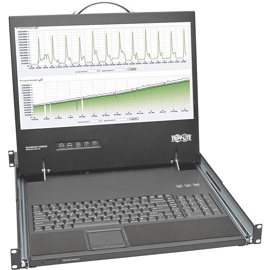 Tripp Lite Rackmount Console Short Depth Steel with Keyboard, Touchpad, & 19-Inch LCD 1URM (B021-000-19-SH)
