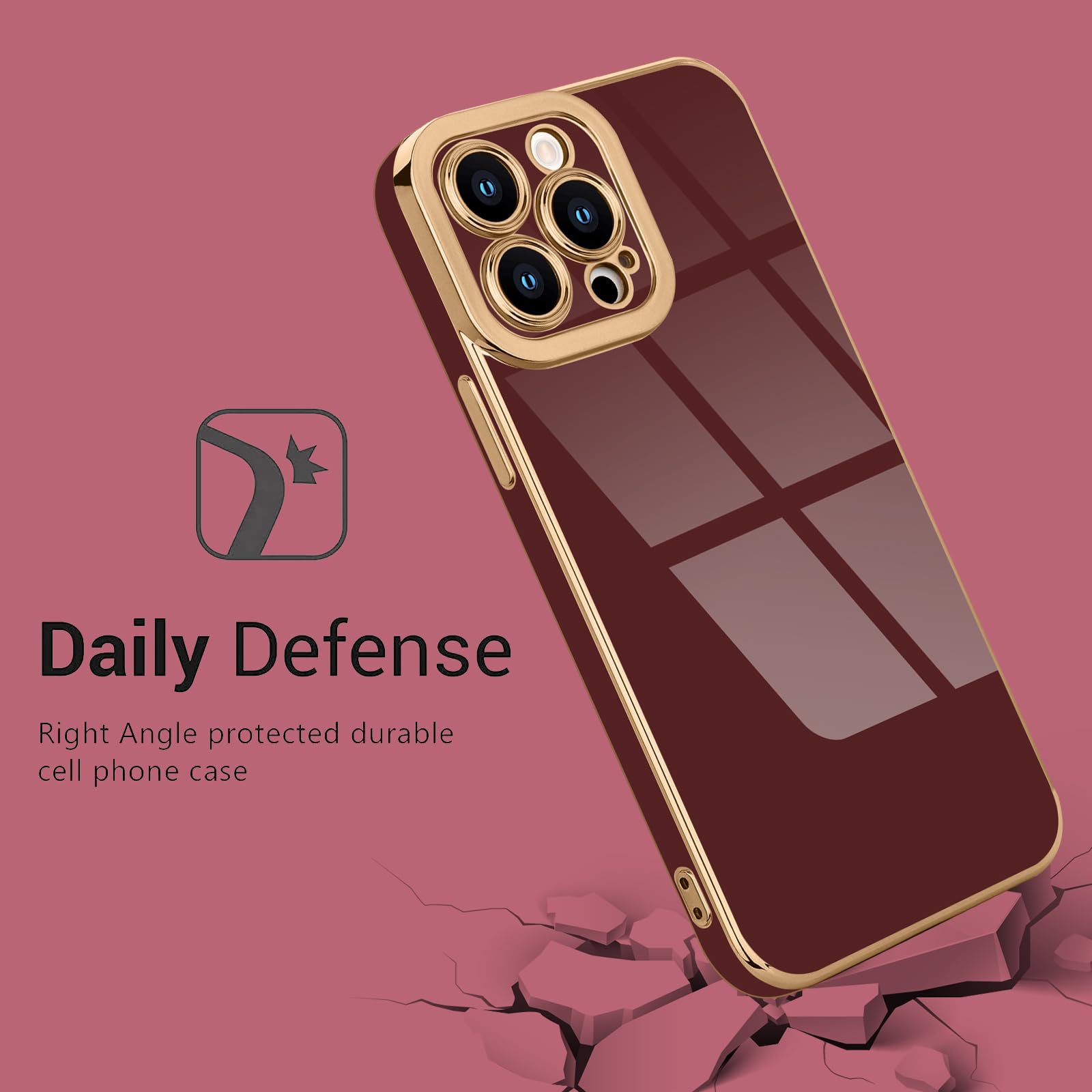 Lafunda Designed For Iphone 12 Pro Case Cute, Luxury Plating Case For Women Girls Elegant Gold Edge Tpu Bumper Cover With Camera