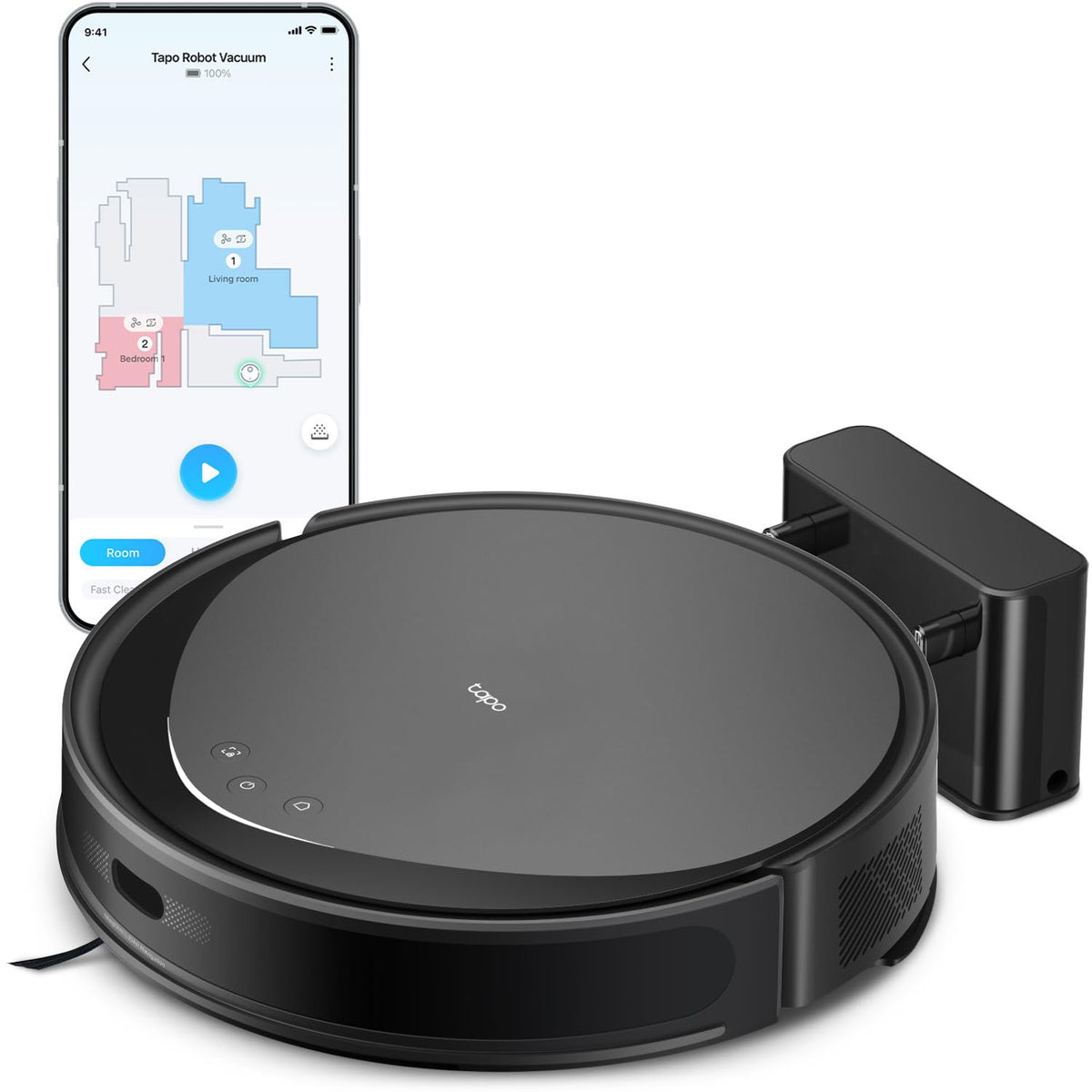 Tapo Ultra-Slim Lidar Smart Navigation Robot Vacuum And Mop, 5300Pa Max, 97%+ Dust Pickup, Customizable Cleaning, Self-Charging,