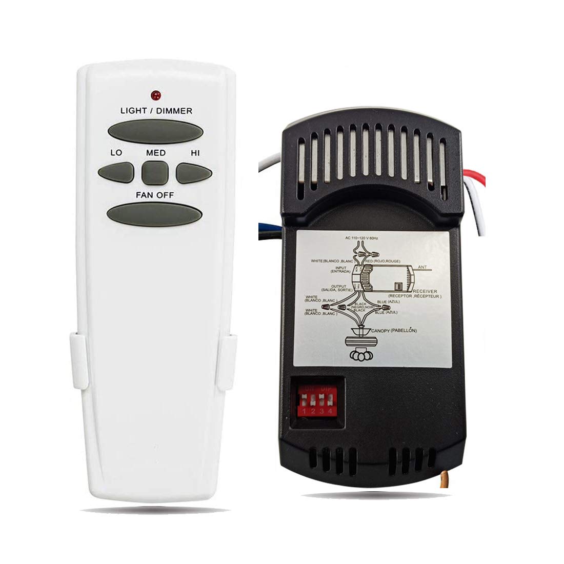 Universal Ceiling Fan Remote Control Kit With Dimmer For Ac 3 Speed Ceiling Fan Replacement For Hampton Bay Harbor Breeze Hunter