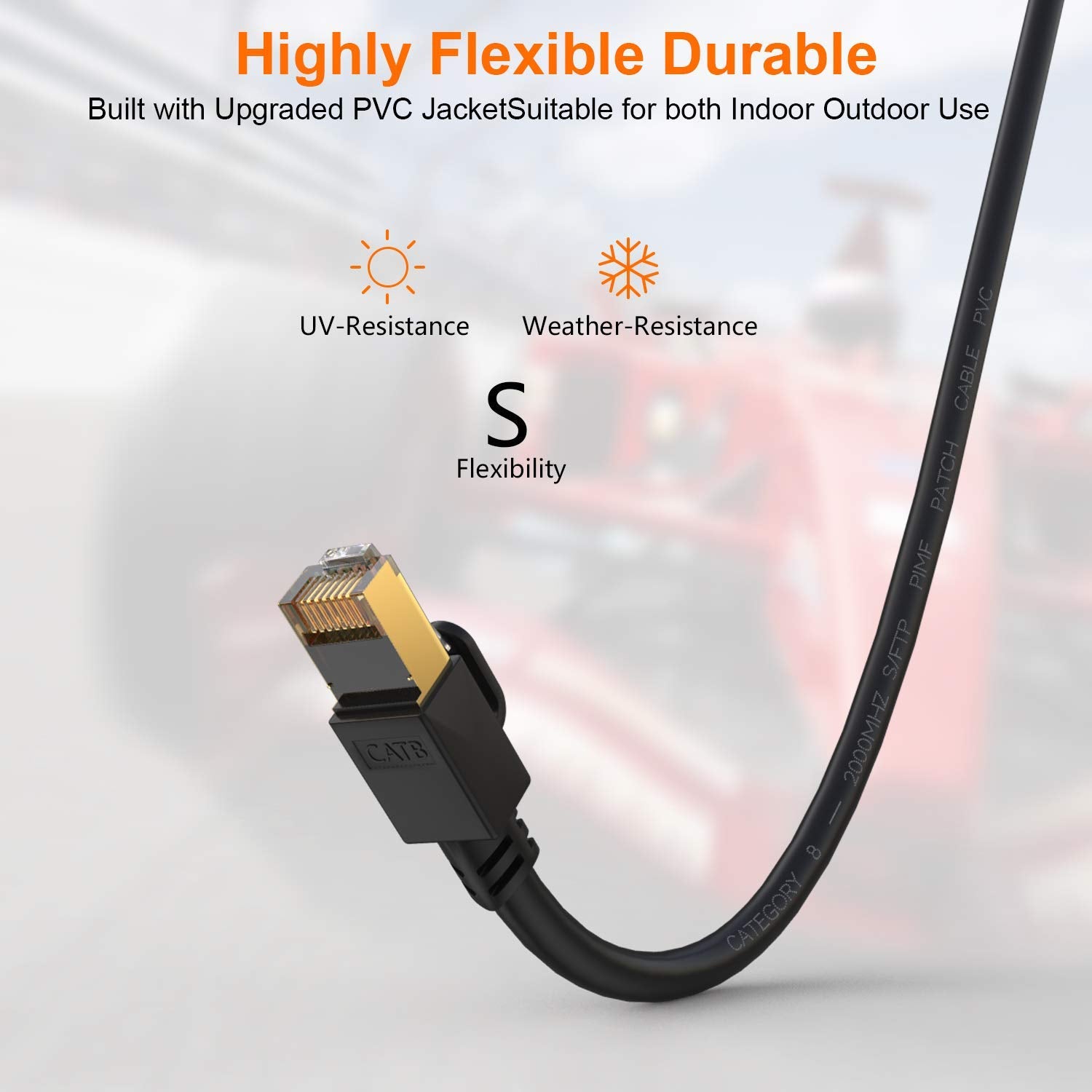 Eswmc Cat 8 Ethernet Cable 10Ft, Cat8 Rj45 Network Lan Cord 26Awg Lastest 40Gbps 2000Mhz Sftp Patch Cord Heavy Duty High Speed C