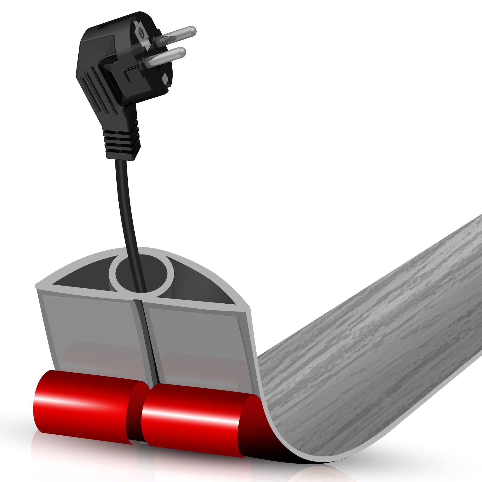 Floor Cord Cover Cable Cavity 0.3''X0.28'' Self Adhesive Cord Hider Floor 3.3Ft Floor Cable Management Power Cord Protector Floo