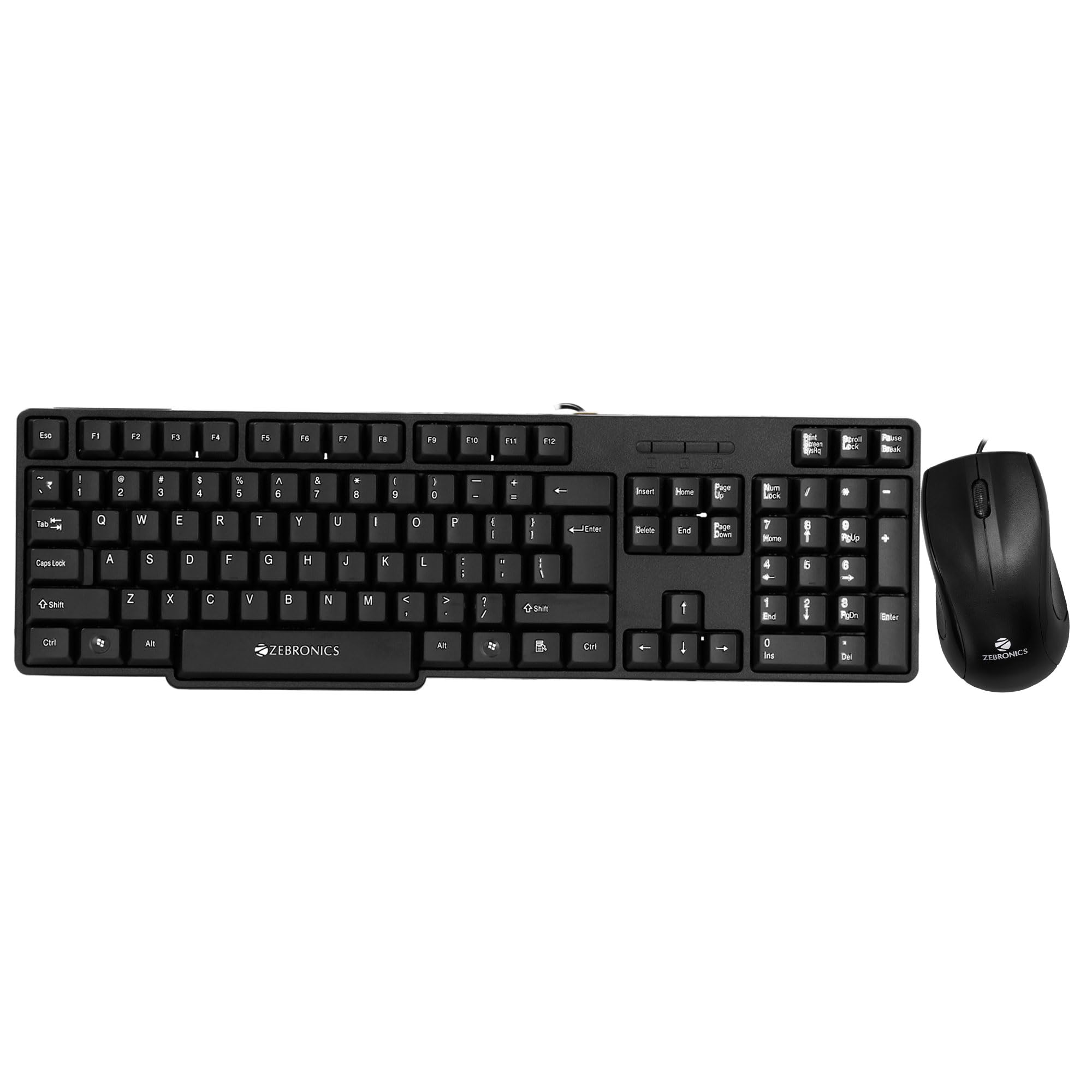Zebronics Wired Keyboard and Mouse Combo with 104 Keys and a USB Mouse with 1200 DPI JUDWAA 750