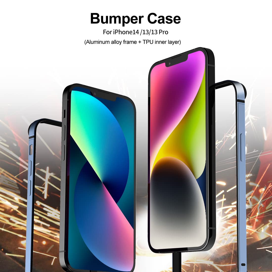 Eastcoo Slim Metal Bumper Case iPhone 14/13/13 Pro 6.1 inch Aluminum Sierra Blue No Signal Interference