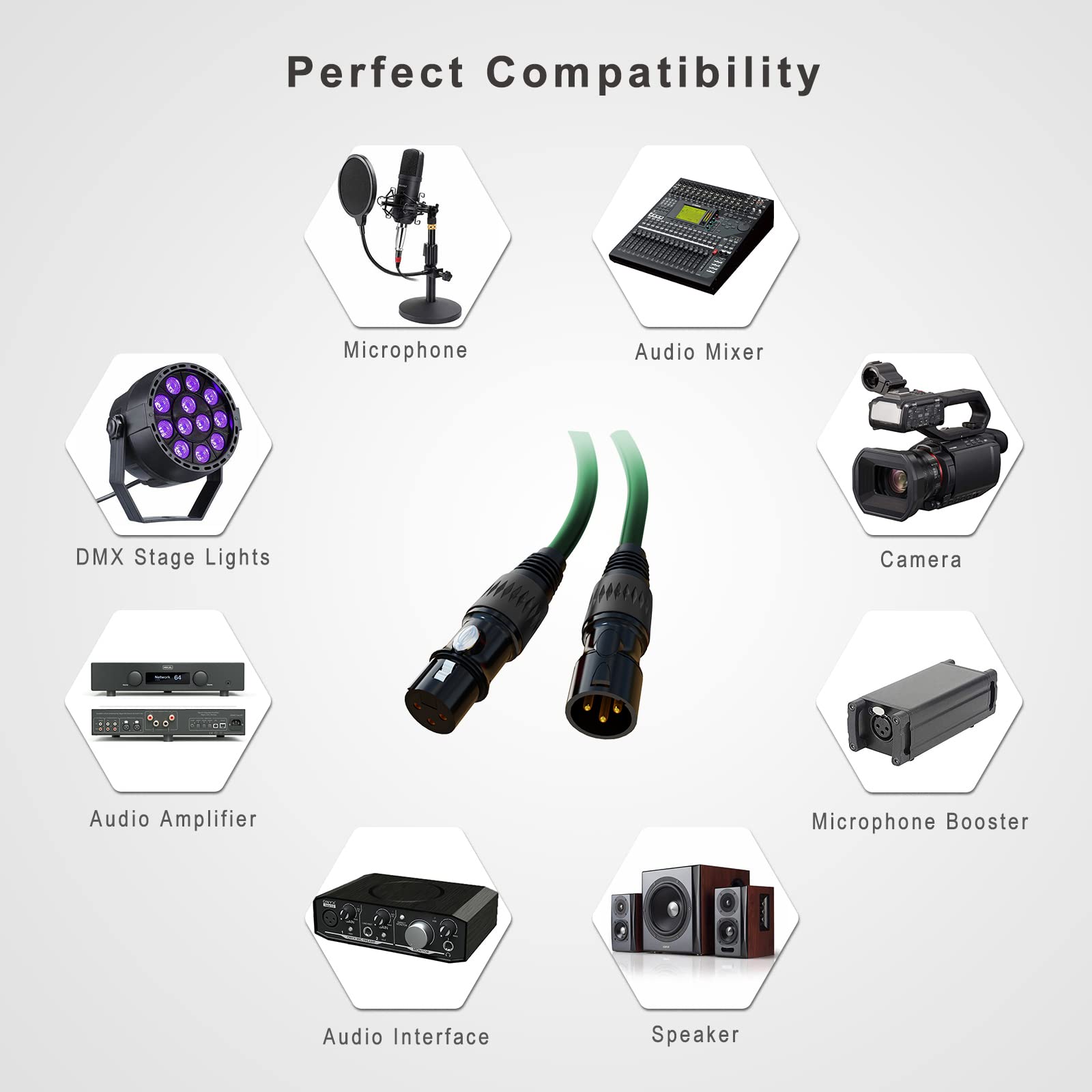 Auxlink Xlr Cables, Microphone Cable 6Ft 10 Pack, Xlr Male To Female Gold Plated 3 Pins 10 Color Cable, Xlr Speaker Cable For Mi