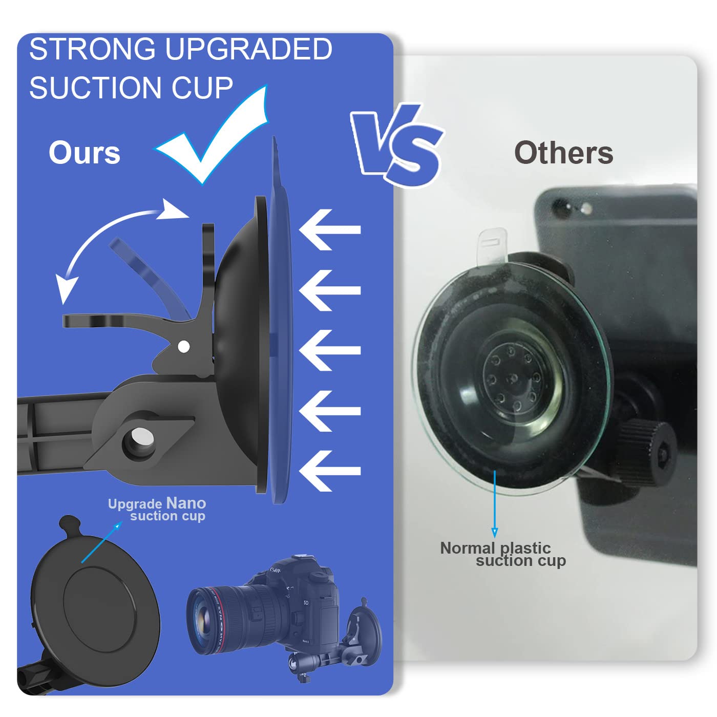 Lentok Suction Cup Mirror Phone Holder With Light, Travel Wall Phone Camera Mount For Makeup Content Creator Essentials, Mirror