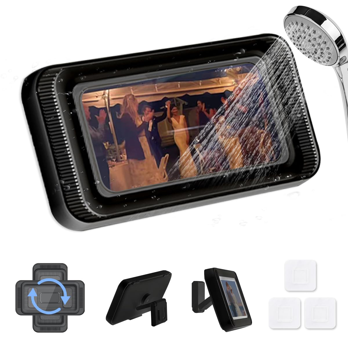 Waterproof Shower Phone Holder With 480 Rotation, Anti Fog High Sensitivity Phone Case Mount Box For Bathroom Wall, Mirror, Bath