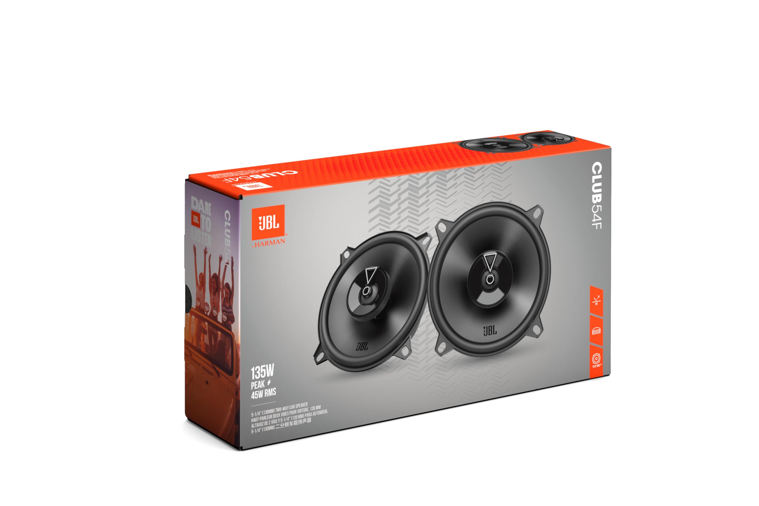 Jbl Club 54F   5 1/4'' (130Mm) Two Way Car Speaker, 45W Rms, 135W Peak, Sensitivity (@ 2.83V): 91Db, Frequency Response: 75Hz