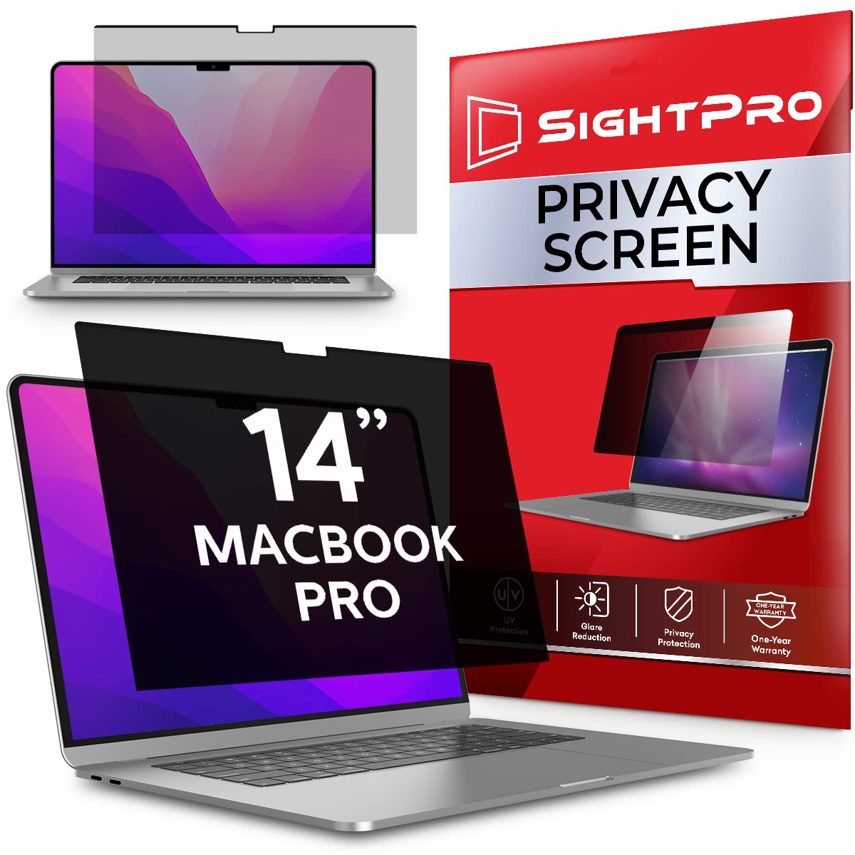Sightpro Magnetic Privacy Screen For Macbook Pro 14 Inch (2021, 2022, 2023, M1, M2, M3, Pro, Max) Removable Laptop Privacy Filte