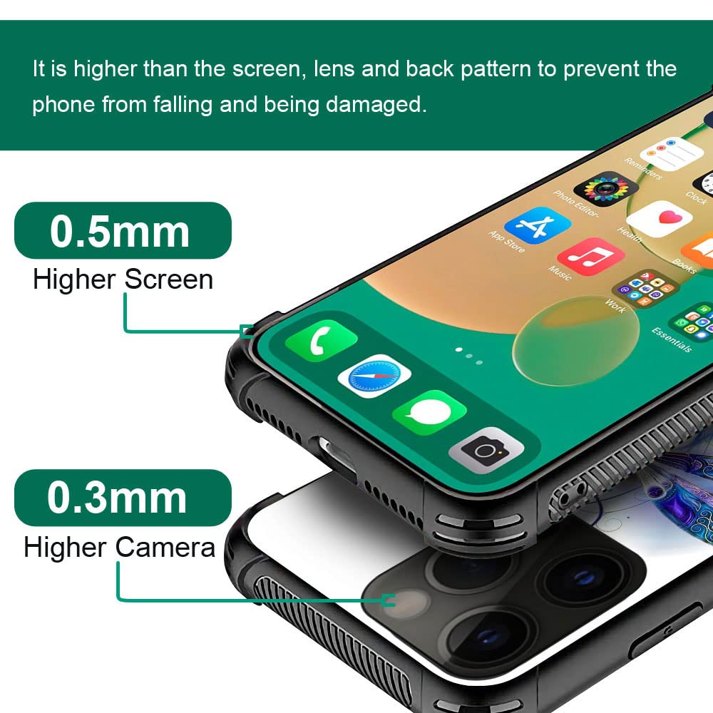 ZHEGAILIAN iPhone 14 Pro Shock Protective Case Tempered Glass Soft Silicone TPU Blue Dragonfly