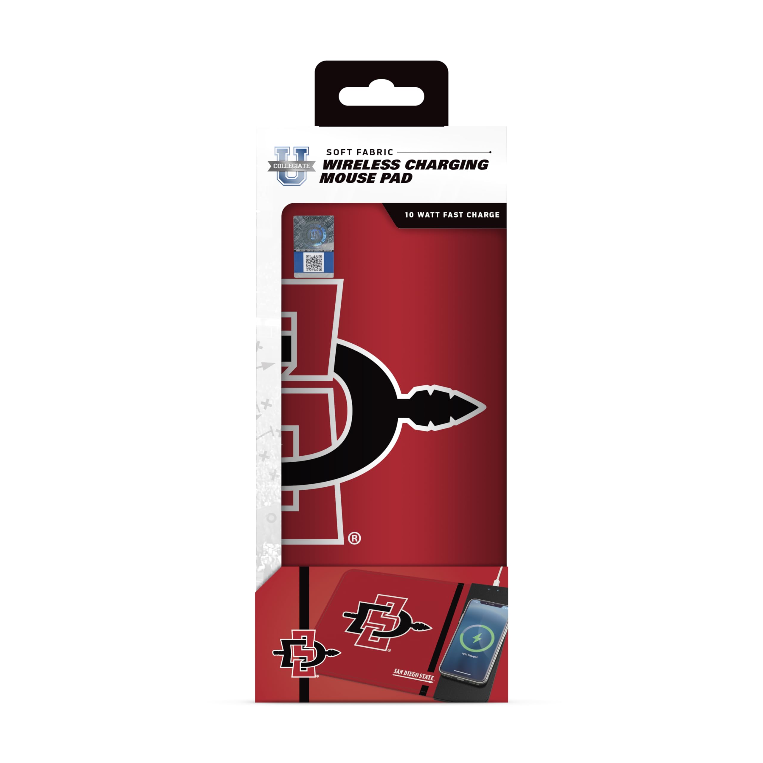 Soar Ncaa Wireless Charging Mouse Pad, San Diego State Aztecs
