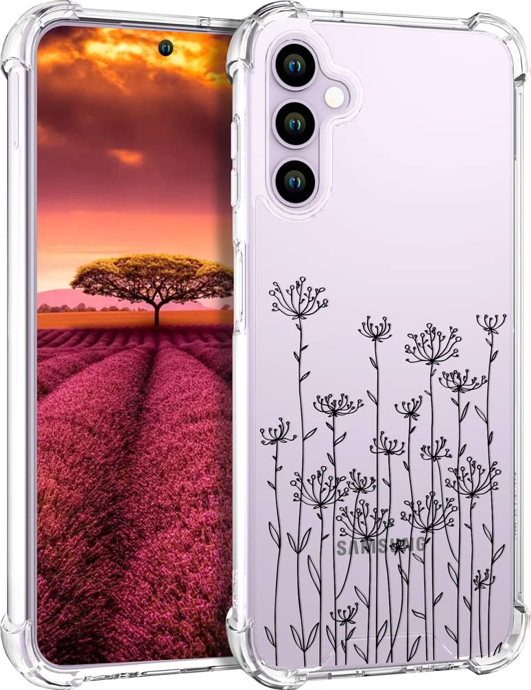 Topgraph Samsung Galaxy S23 Case Floral Flower Clear Cute For Women Girly Designer Girls, Transparent Phone Case Flower Design C