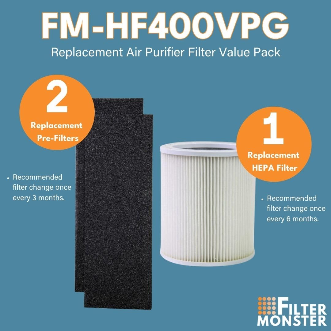 Filter Monster   Replacement Hepa Filter Value Pack   2 Pre Filters And 1 True Hepa Filter   Compatible With Hunter Hp400 Air Pu