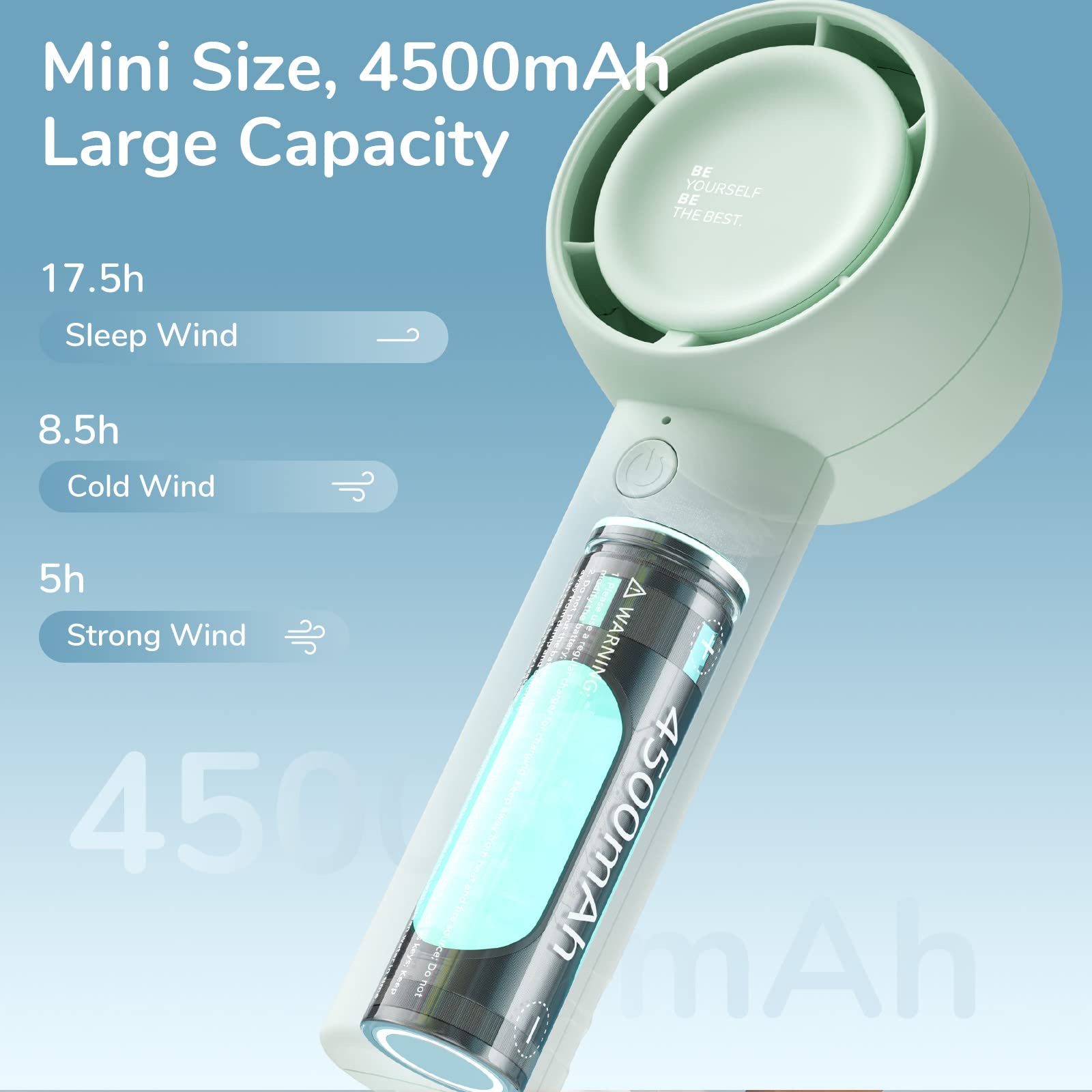 Jisulife Handheld Portable Fan, Bladeless Mini Fan, Personal Small Hand Fan With 4500Mah, 18H Max Cooling Time, Usb Rechargeable