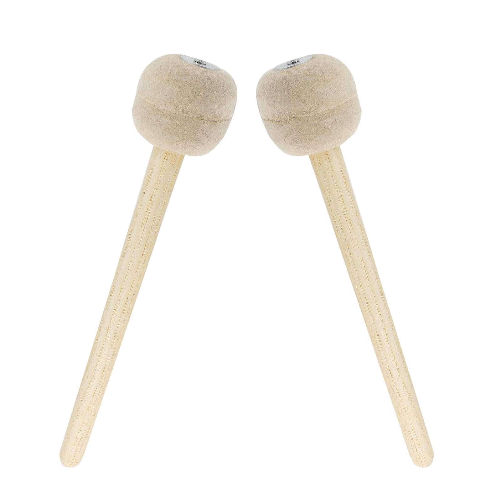 Biaungdo 2 Pack Drum Mallet, 13'' Wool Felt Drum Stick, Bass Drum Mallet Drum Stick, Anti Slip Bass Percussion Sticks, Beige