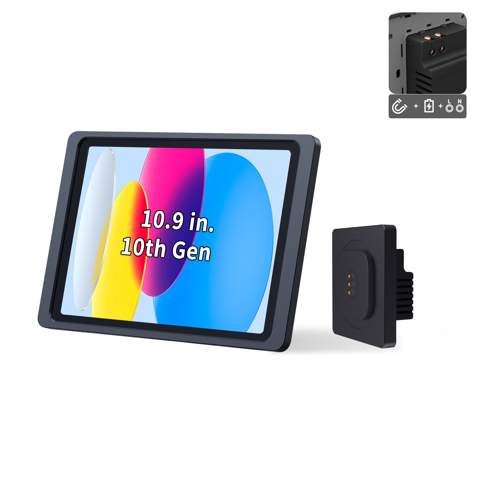 Emonita Magnetic Wall Mount With Charging Case For Ipad 10.9    10Th Gen (2022). Upgraded 18W Quick Charge, Strong Magnets, 360