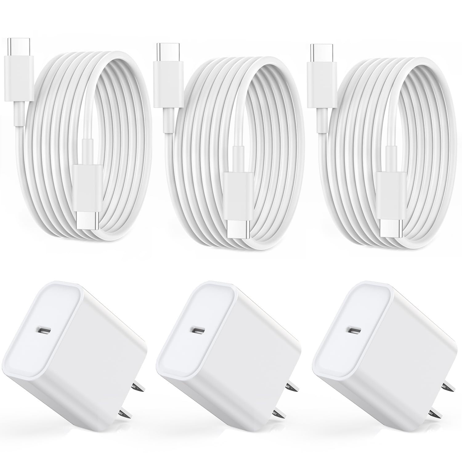 Fast Charger For Iphone 16 15, 3Pack Usb C Ipad Charger Pd Fast Charger Block 6Ft Long Usb C To Type C Iphone 16 15 Charging Cab