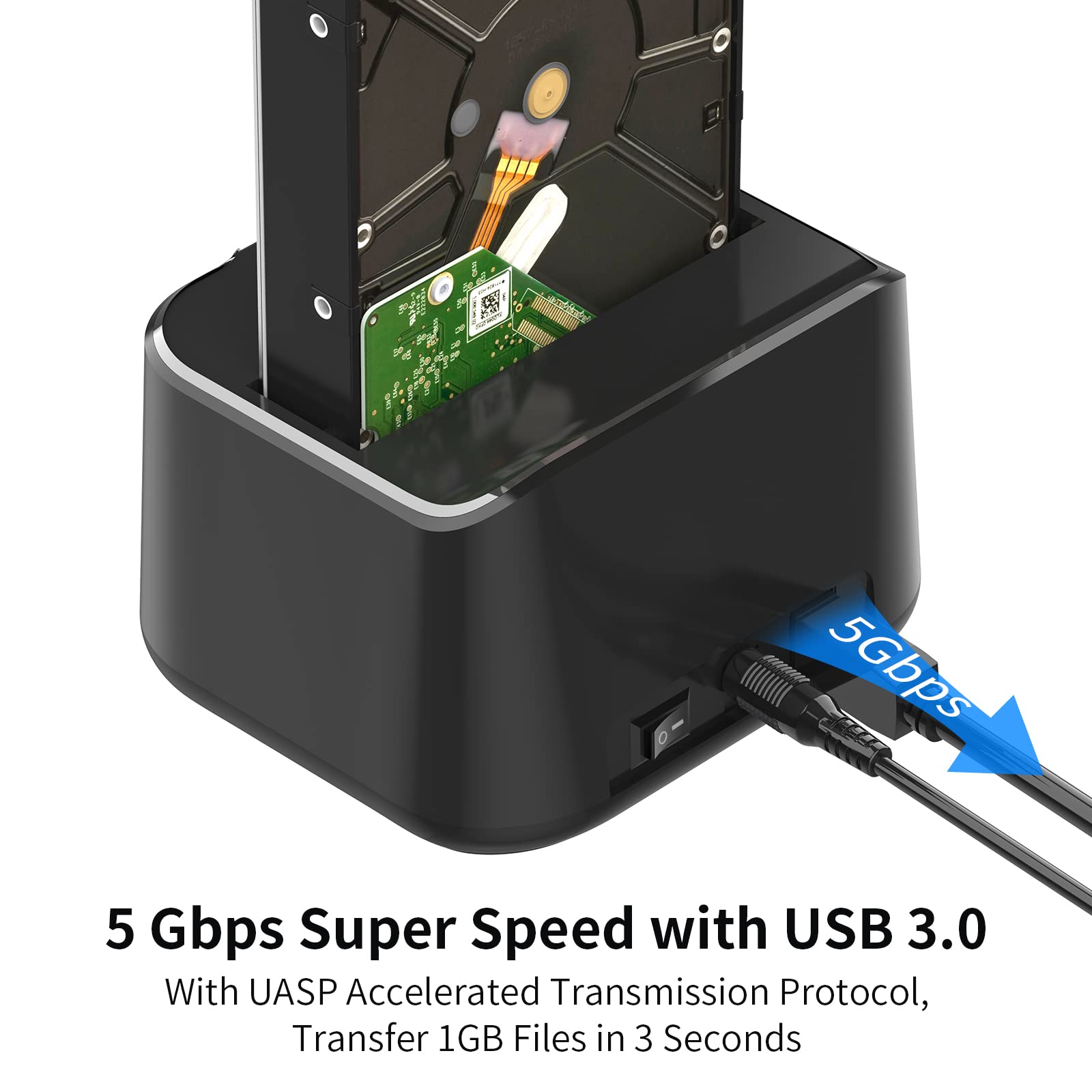 Godo Single Hard Drive Docking Station Usb 3.0 To Sata Iii For 2.5/3.5 Inch Hdd Ssd, External Hard Drive Dock With Uasp (5 Gbps)