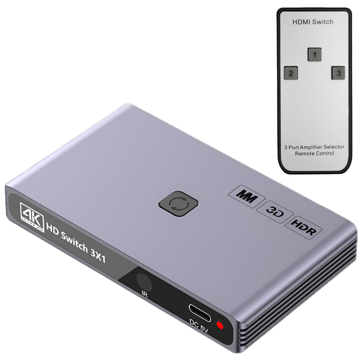 Mmobiel 4K@60Hz Hdmi Switch 3 In 1 Out   Hdmi Bidirectional Splitter   Hdmi Hub Switch With Remote   Hdmi Hub Fort Tv, Monitor E