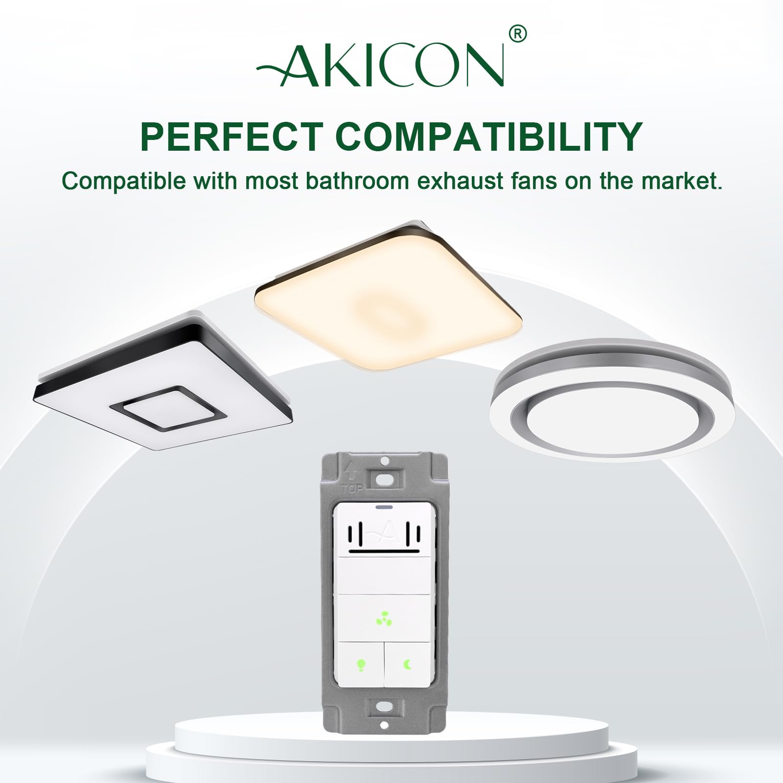 Akicon Humidity Sensor And Light Switch For Bathroom Exhaust Fan, Ventilation Fan, Led Light, Night Light, Air Moisture Control,
