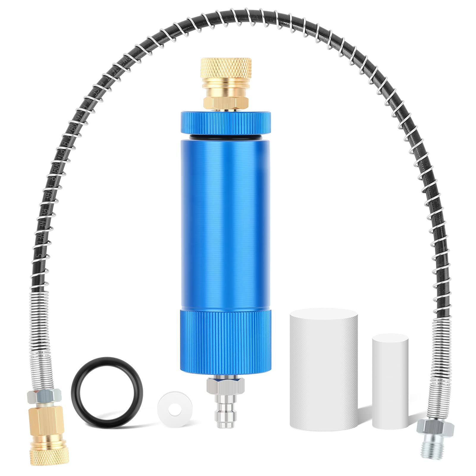 Meanlin Measure 30Mpa Water Oil Separator With 20 Inch Spring Flexible Hose And 8Mm & M10 Fast Connecting Internal Thread Mother