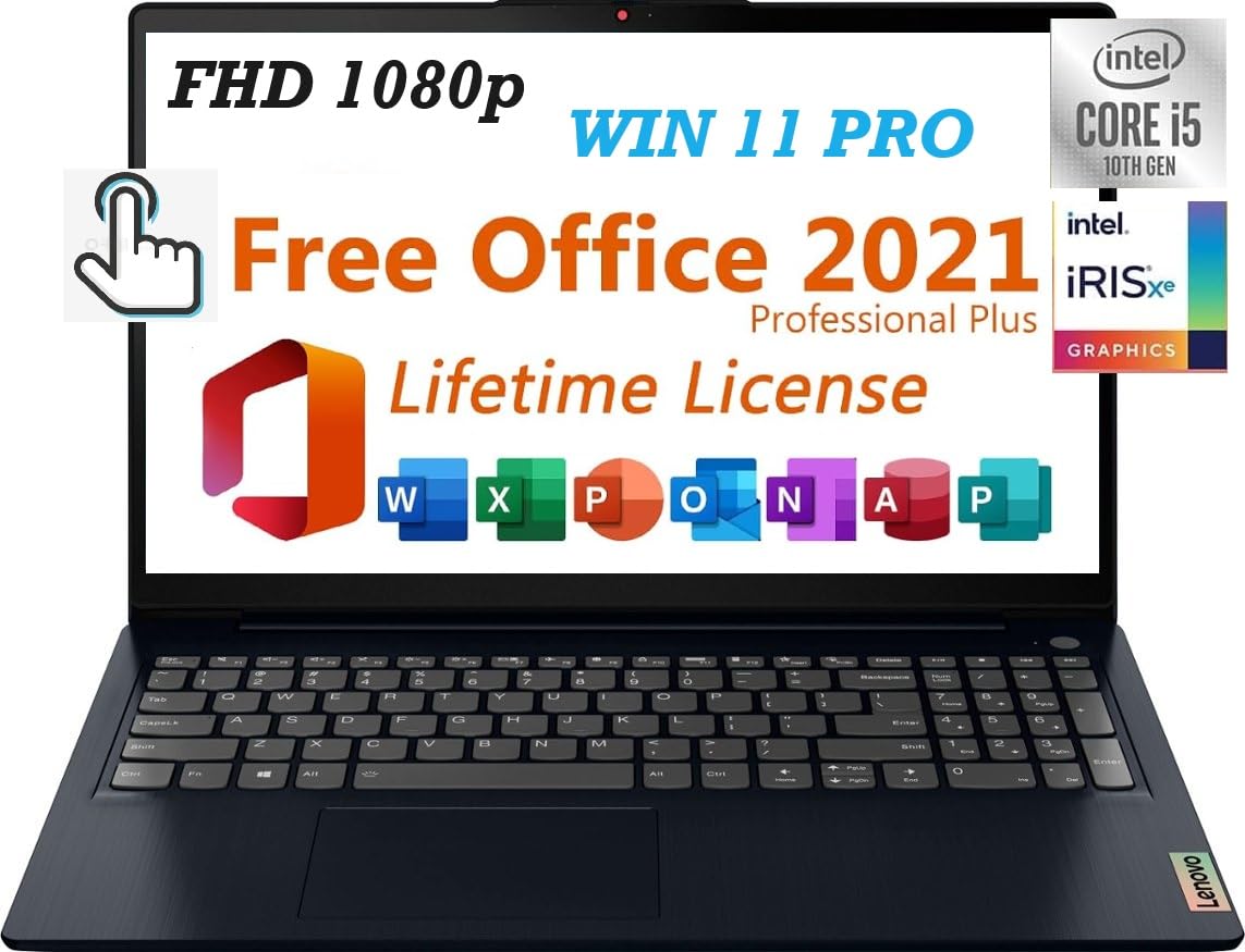 Lenovo Ideapad 3i Business & Student Laptop, with Lifetime Office 2021, 15.6 FHD Touchscreen,Intel Core i5-1155G7, Webcam, Wi-Fi