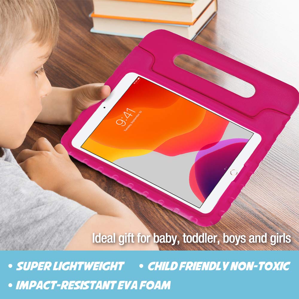Procase Kids Case For Ipad 9Th Generation/Ipad 8/Ipad 7, Ipad 10.2 Case 2021 2020 2019/Ipad Air 10.5/Ipad Pro 10.5 Kids Case, Shockproof Lightweight Case With Convertible Handle Stand Pink