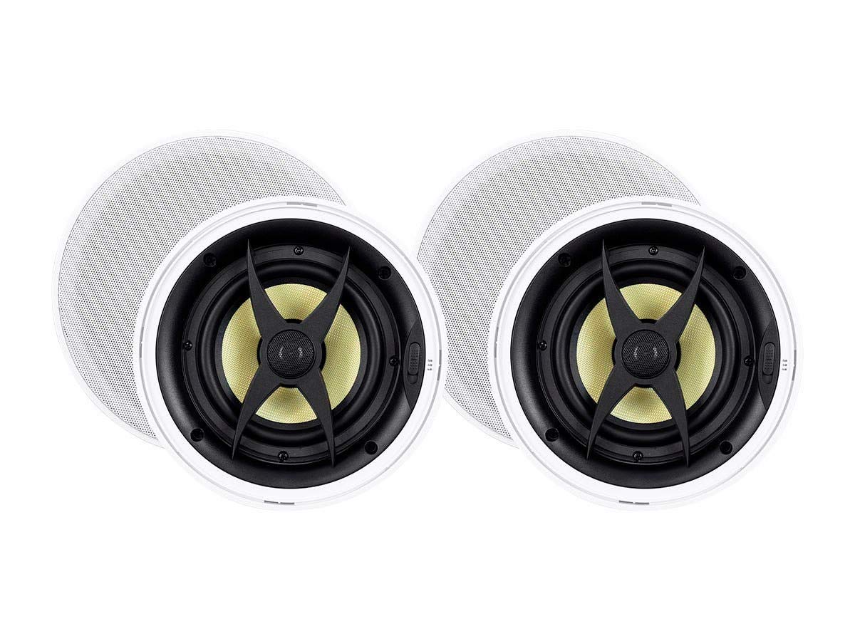 Monoprice 2 Way in-Ceiling Speakers - 6.5 Inch (Pair) with Aramid Fiber and Titanium Silk Drivers - Caliber Slim Series