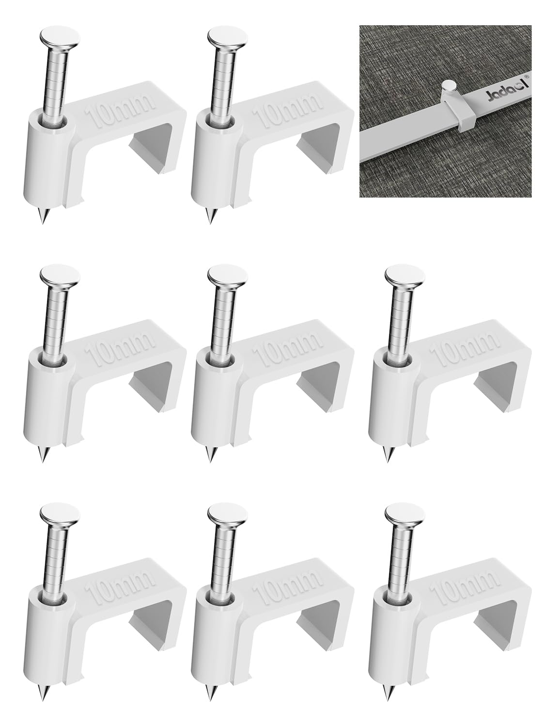 Jadaol 200Pcs 10Mm Cable Clips With Nails, Round Ethernet Cable Wall Clips, Lan Network Cable Tacks, Coax & Speaker Wire Clips,