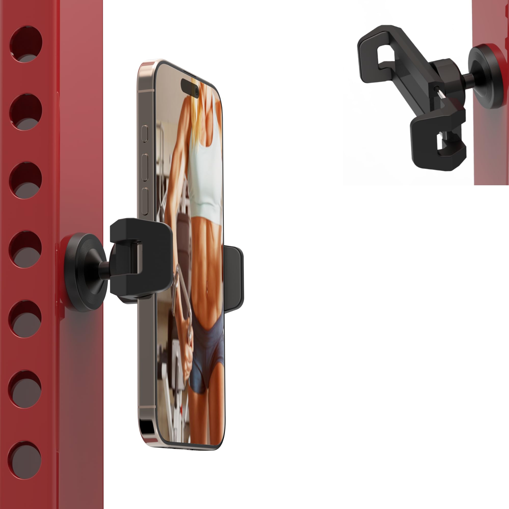 Vassmtcph Magnetic Phone Holder For Gym,Gym Magnetic Phone Holder Mount,Essential Fitness Equipment For Gyms,360 Degree Adjustab