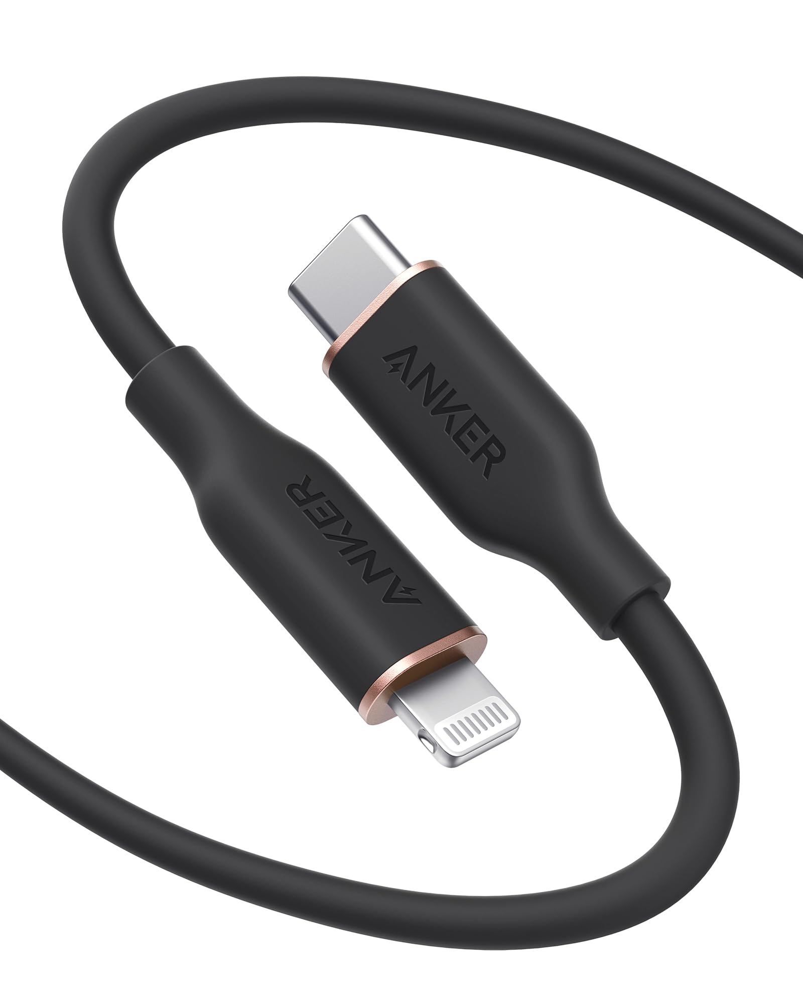 Anker Usb C To Lightning Cable, 641 Cable (Midnight Black, 6Ft), Mfi Certified, Powerline Iii Flow Silicone Fast Charging Cable 
