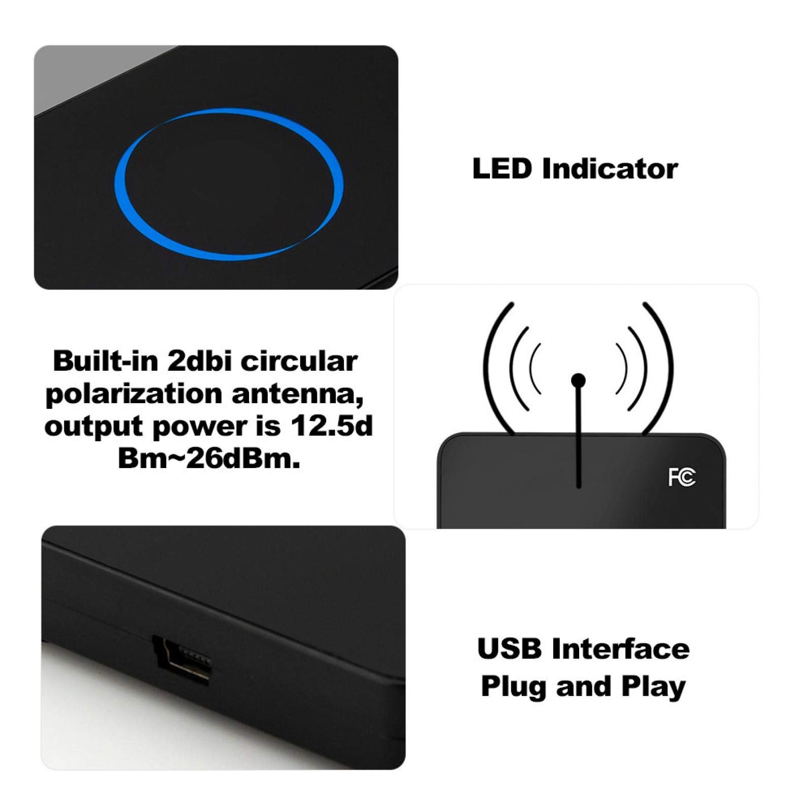 Archuu Rf Uhf Rfid Card Reader Writer, 915Mhz Rfid Reader Writer With Led Display, Smart Contactless Usb Interface, Card Duplica