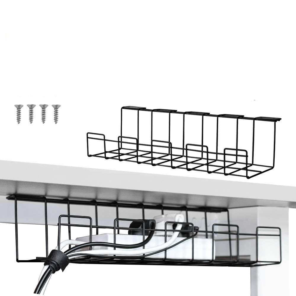 Indian Decor. 21590 Under Desk Cable Management Tray, 16 Inches Under Desk Cable Organizer For Wire Management, Metal Wire Cable