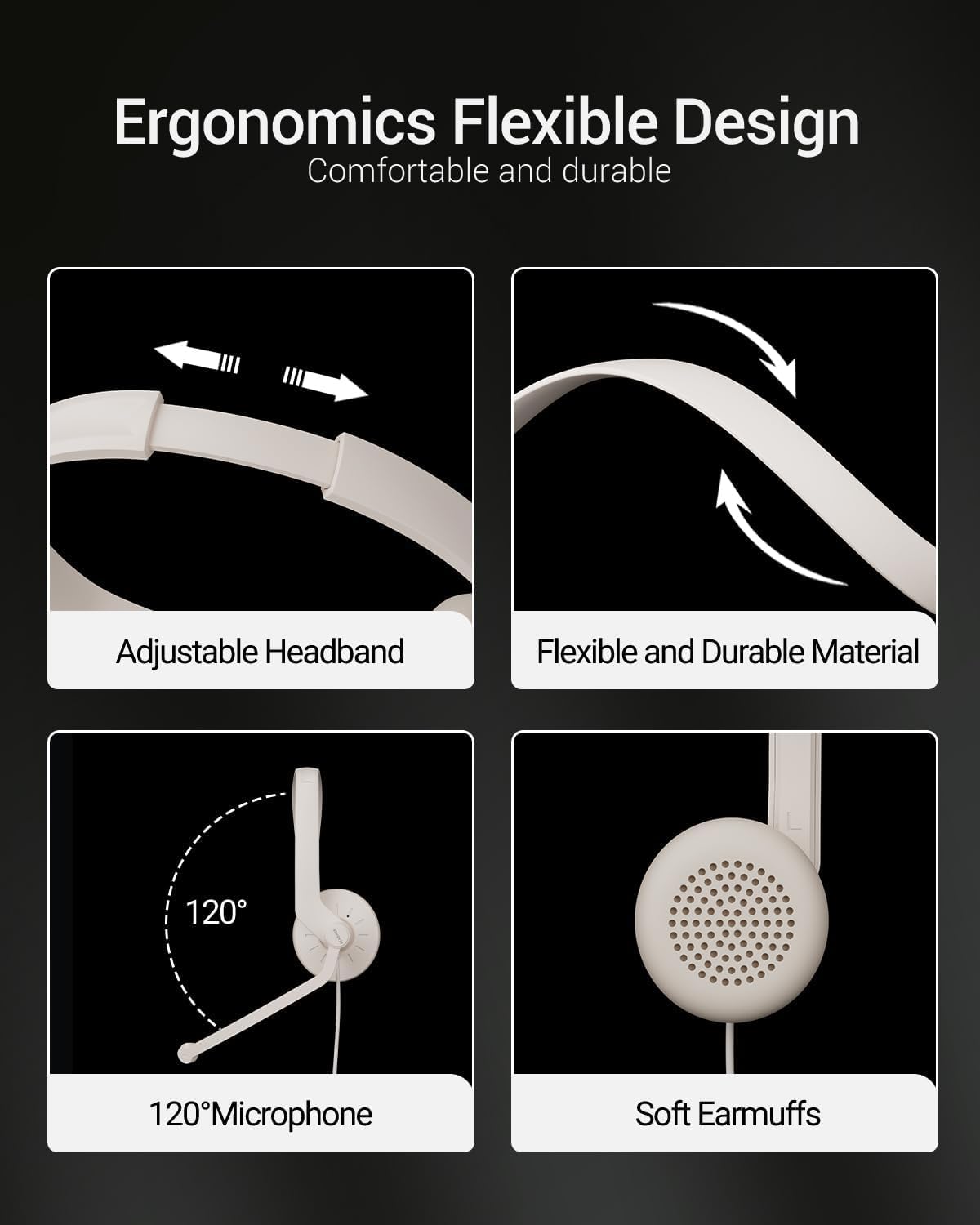 Feabask Usb Headset With Microphone For Pc   Wired Computer Headphones With Noise Cancelling Microphone For Home Office Online C