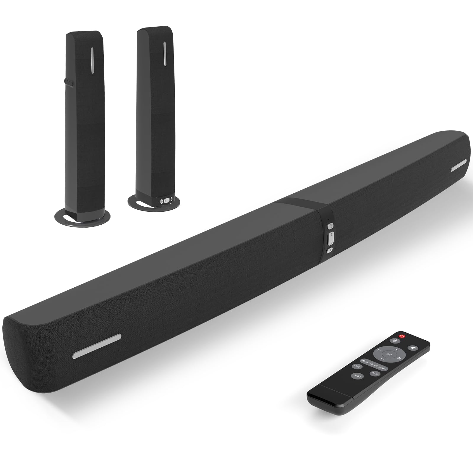 Assistrust Sound Bar For Smart Tv,90W Soundbar With Bluetooth/Arc/Optical/Aux Connect, Auto Volume Boost, 3 Customizable Equaliz
