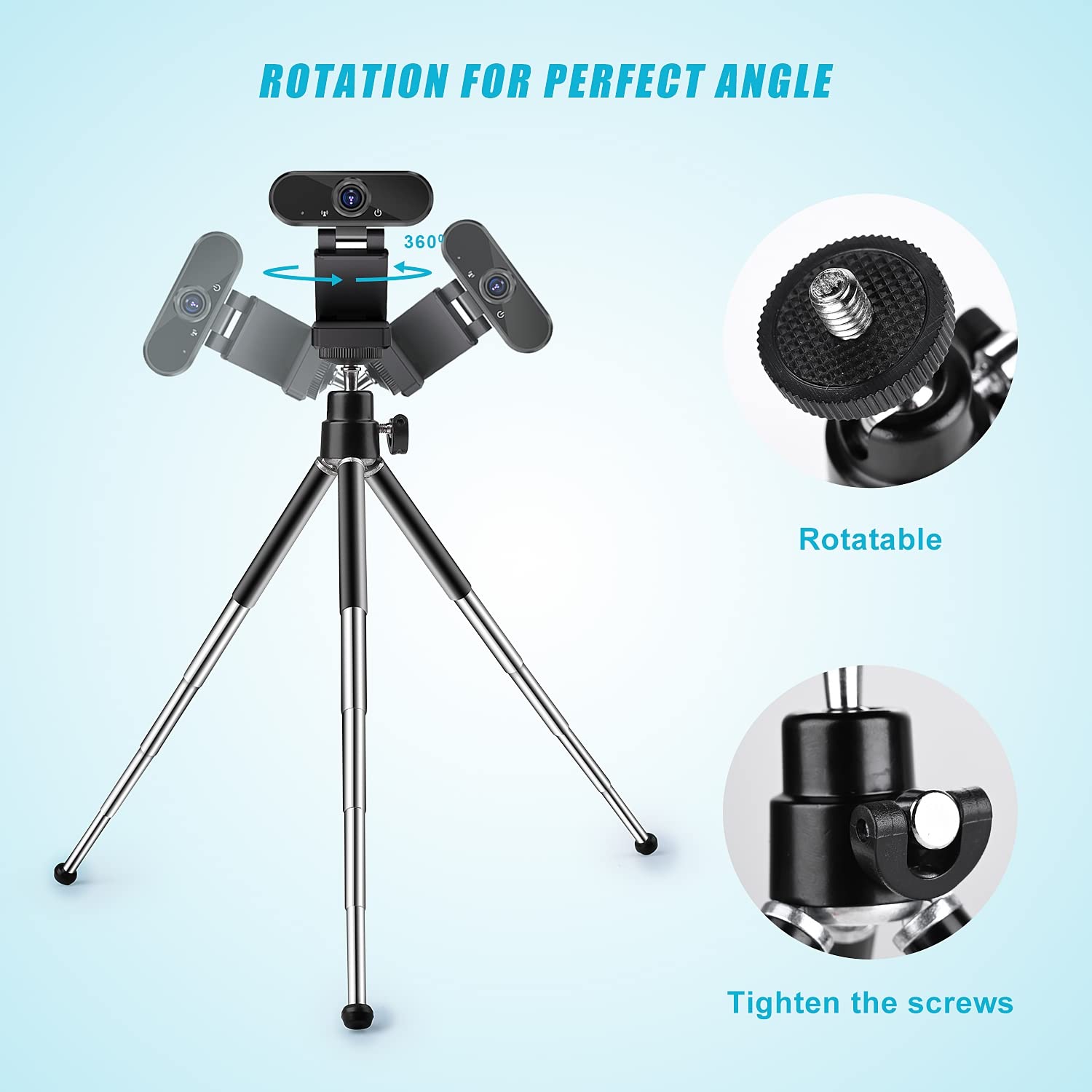 Mini Tripod For Webcam And Phone, 4 9 Inch Metal Extendable Webcam Stand With Phone Holder, Tabletop Tripod