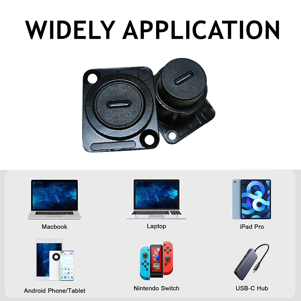 Penglin 5Pcs Usb 3.1 Type C Panel Mount Coupler, Usb C Pass Through Connector, Female To Female Bulkhead Extension Adapter